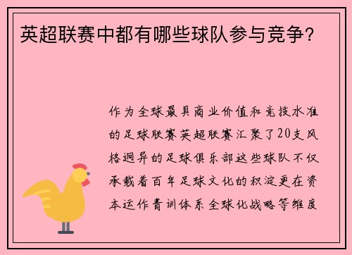 英超联赛中都有哪些球队参与竞争？